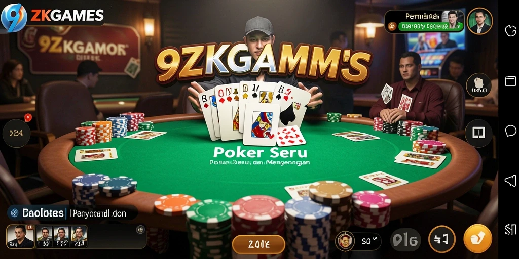 Tampilan gameplay Poker yang seru dan kompetitif di 9ZKGAMES.