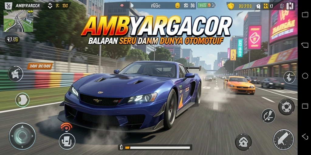 Gameplay seru di lintasan balap yang penuh tantangan.