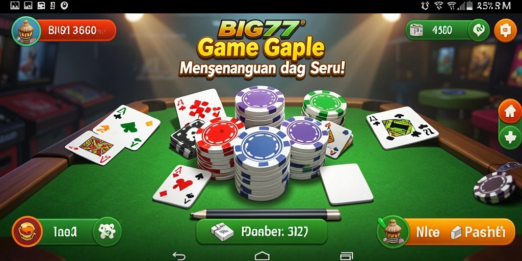 Screenshot gameplay BIG77 menampilkan suasana kompetitif dan interaktif permainan Gaple.