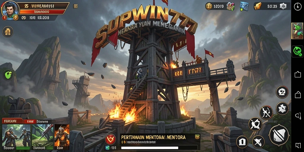 Tampilan gameplay SUPWIN777 dengan strategi Tower Defense yang intens.